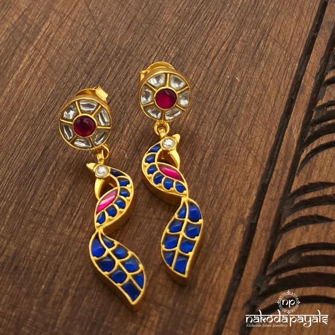Blueish Peacock Floral Chandbali (Ge11573)
