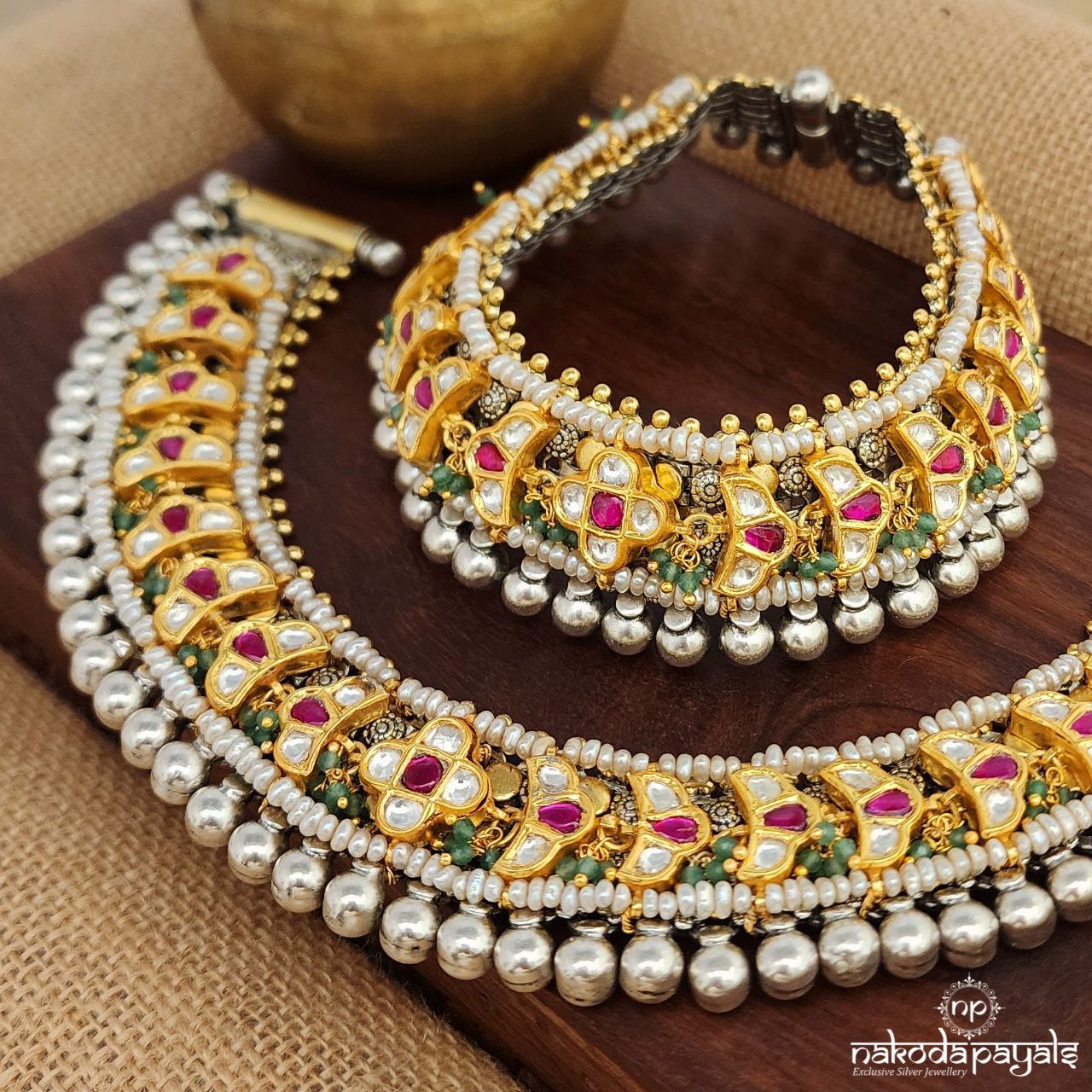Pearled Kundan Anklets (A6215)