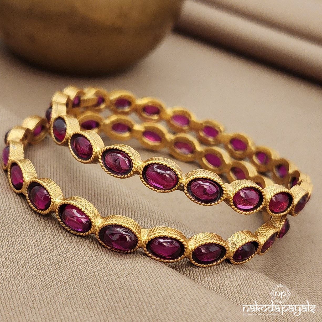 Oval Pink  Bangles Pair (Gk3065)