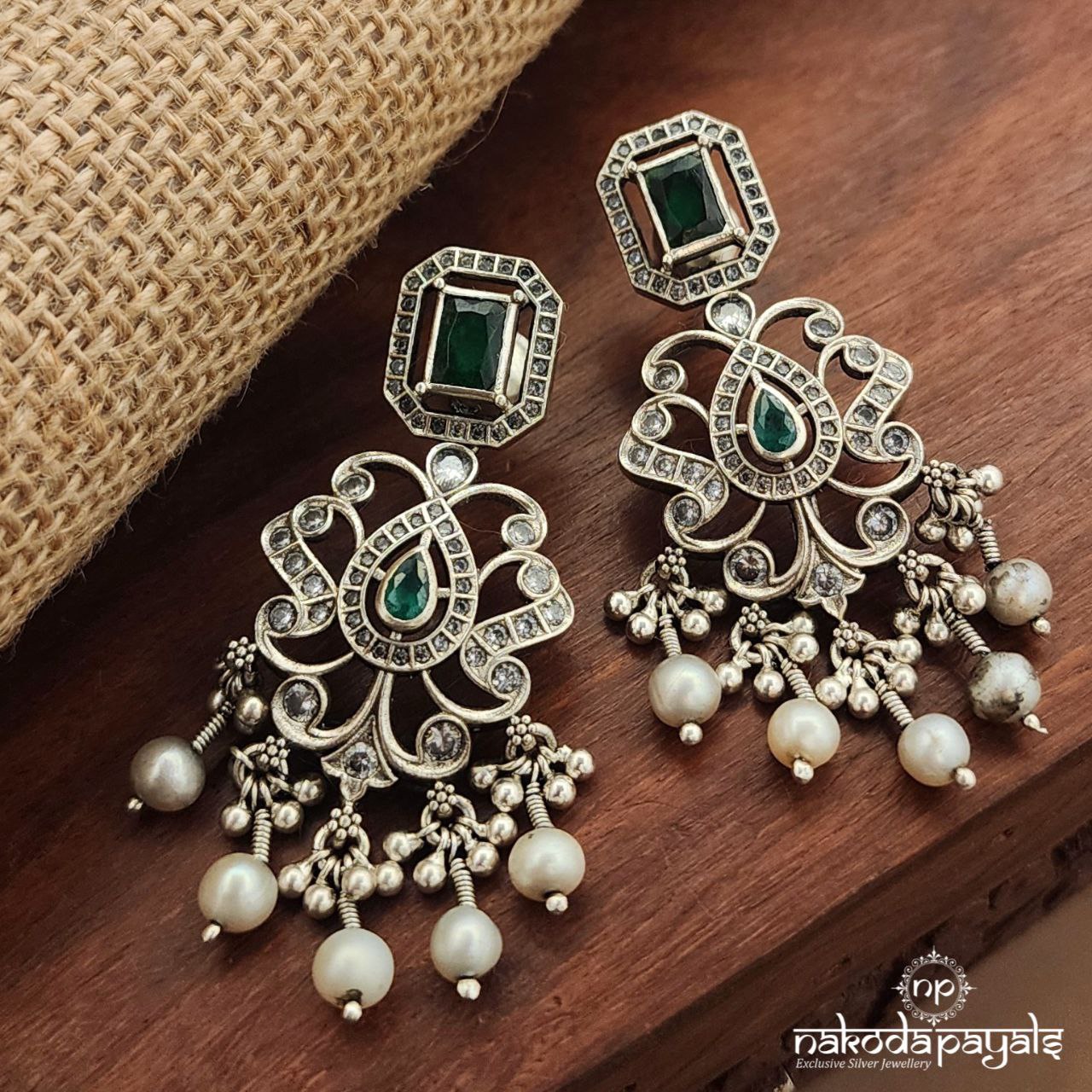 Rectangular Green Earrings (C3714)