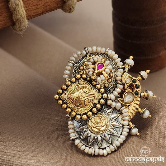 Kundan Pearled Finger Ring (F2869)