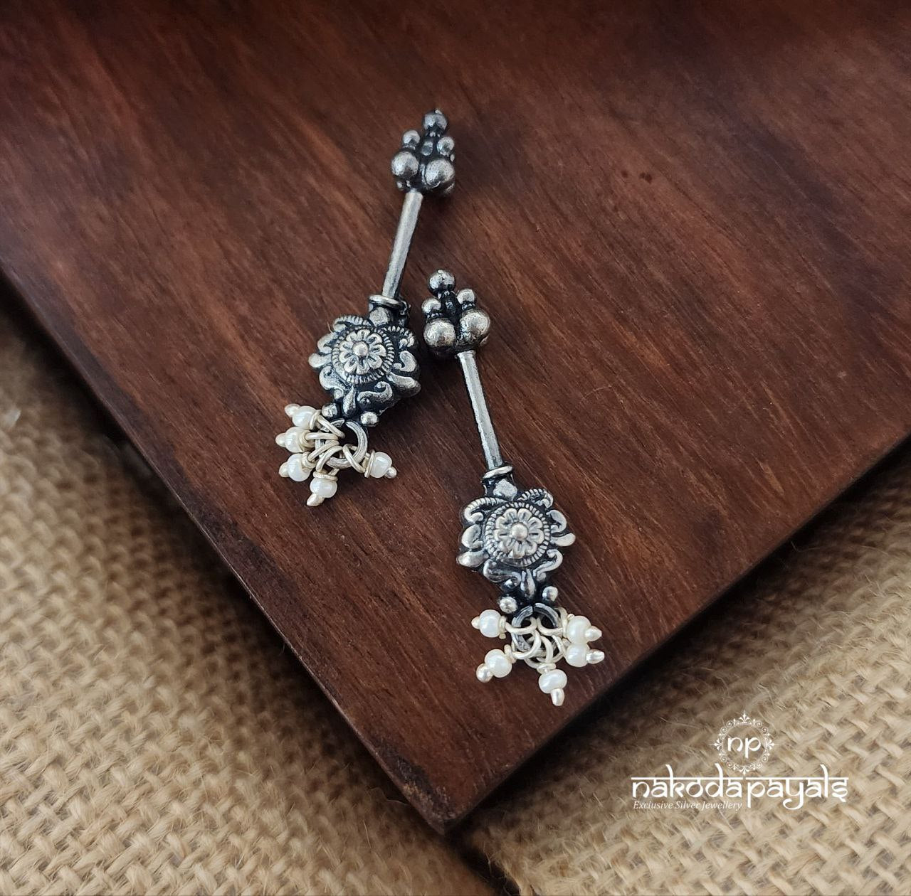 Oxidised Pearled Drop Bugadi (S9402)