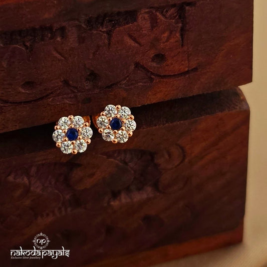 Rose Gold Blue Studs (St3949)