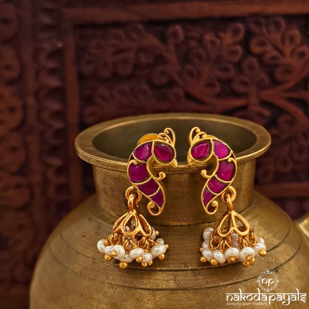 Pink Birdy pearl Jhumka (Ge11269)