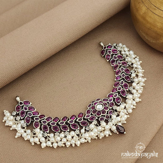 Pearled Drop Pink & White Choker  (N11200)