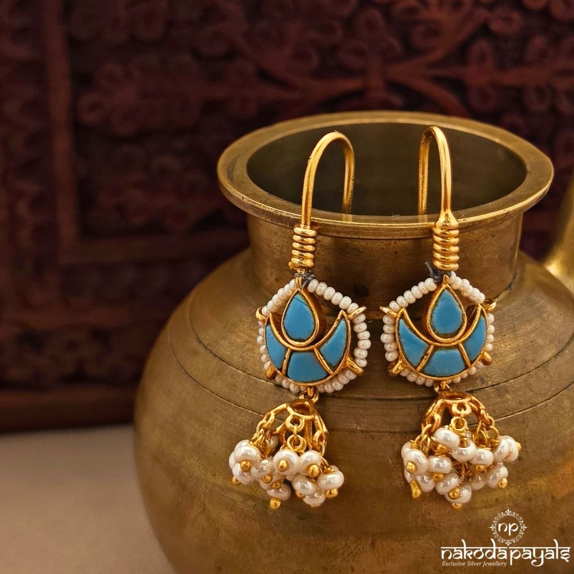 Bluish Half Moon Pearl Hanging (Ge11314)