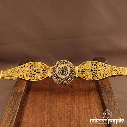 Green Peacock Daab With Belt (D0252)