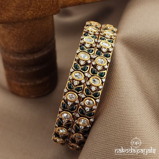 Green Leafy Bangle Pair (2.4) (Gk3200)