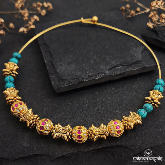 Pretty Kundan Turquoise Hasli (Gn8736)