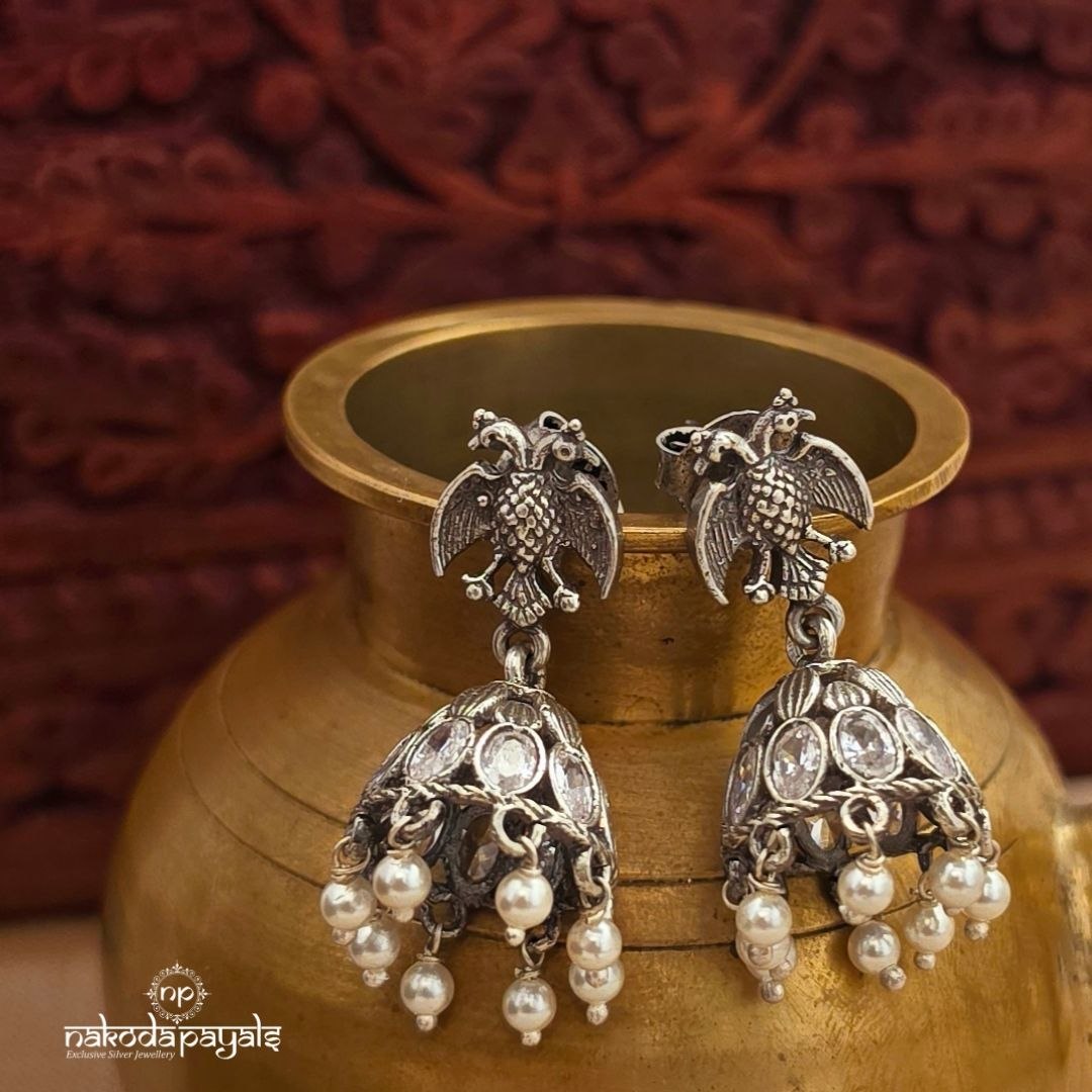Gandaberunda White Jhumka (J1624)