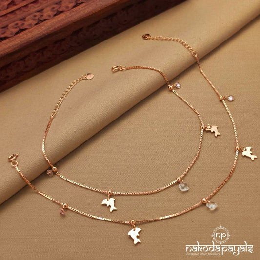Rose Gold Dolphin Anklet (A6860)