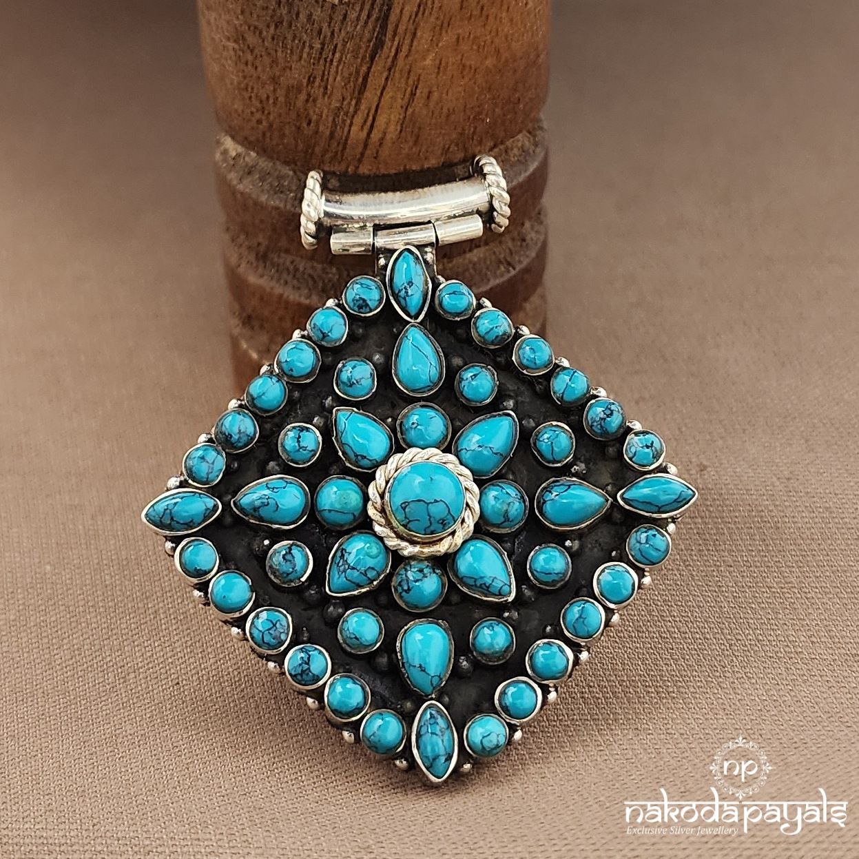 Turquoise Squarish Pendant (P2496)