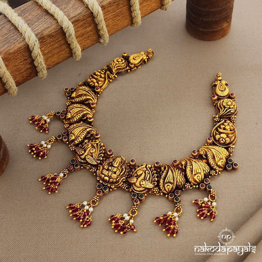 Peacock Lakshmi Pink Drop Neckpiece  (Gn9331)