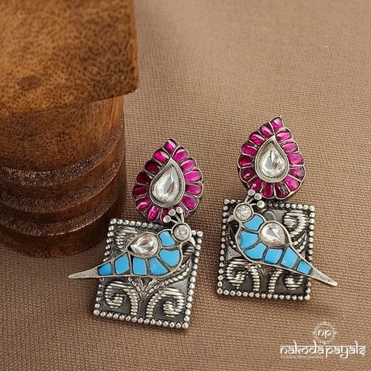 Kundan Turquoise Peacock Earrings (C3685)