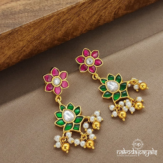 Kemp  Kundan Pearled Drop Earrings (Ge9795)