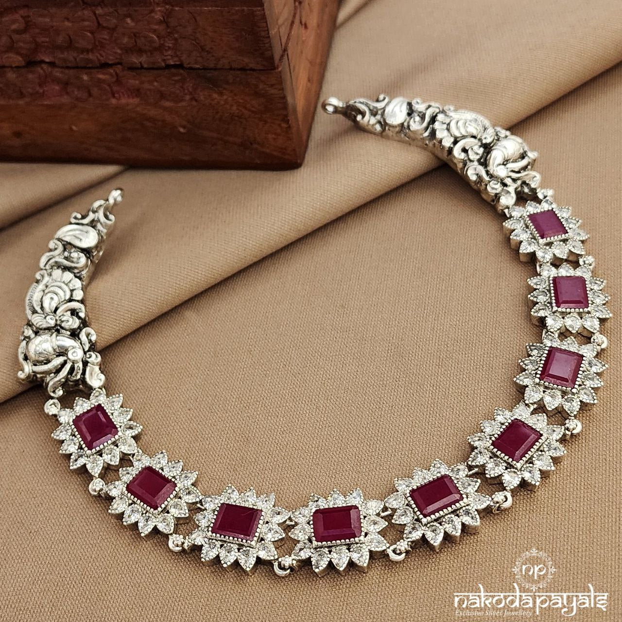 Rectangular Pink Neckpiece  (N11485)