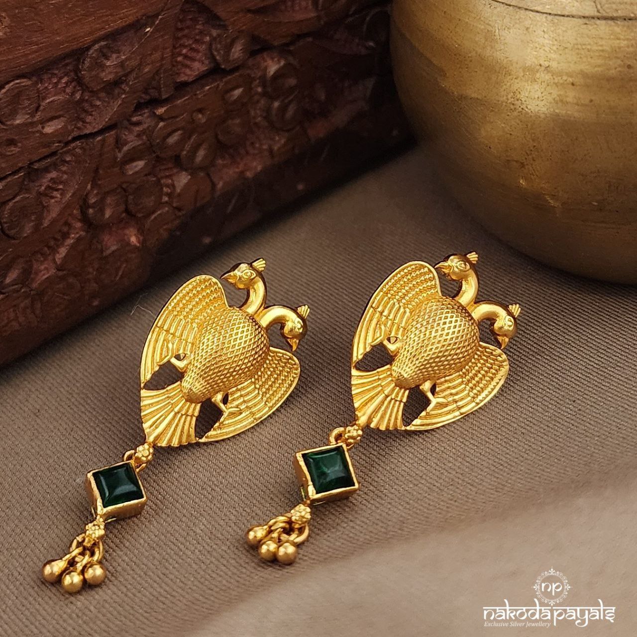 Green Gandaberunda Earrings (Ge9990)