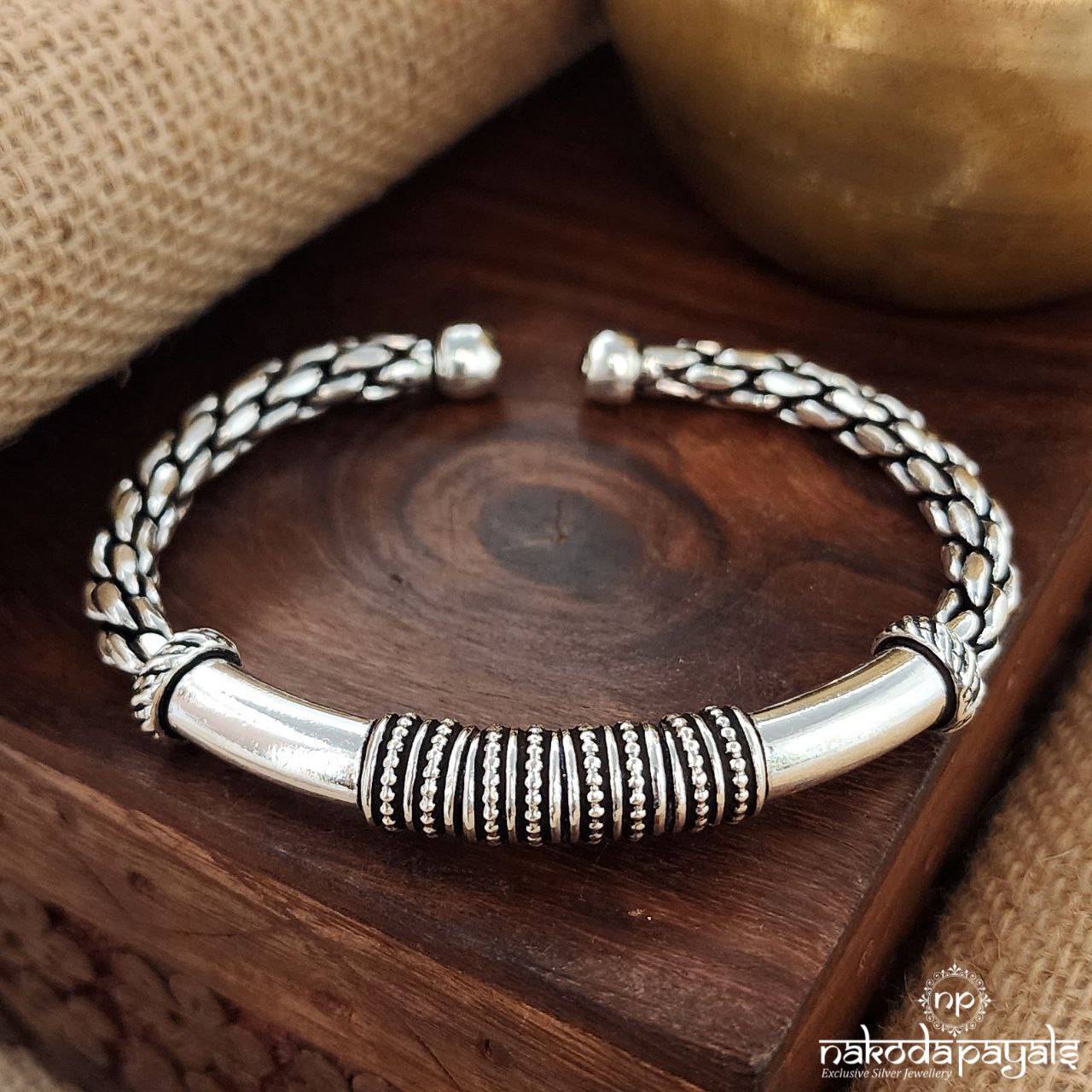 Oxidised Braided Men's Kada (K5115)