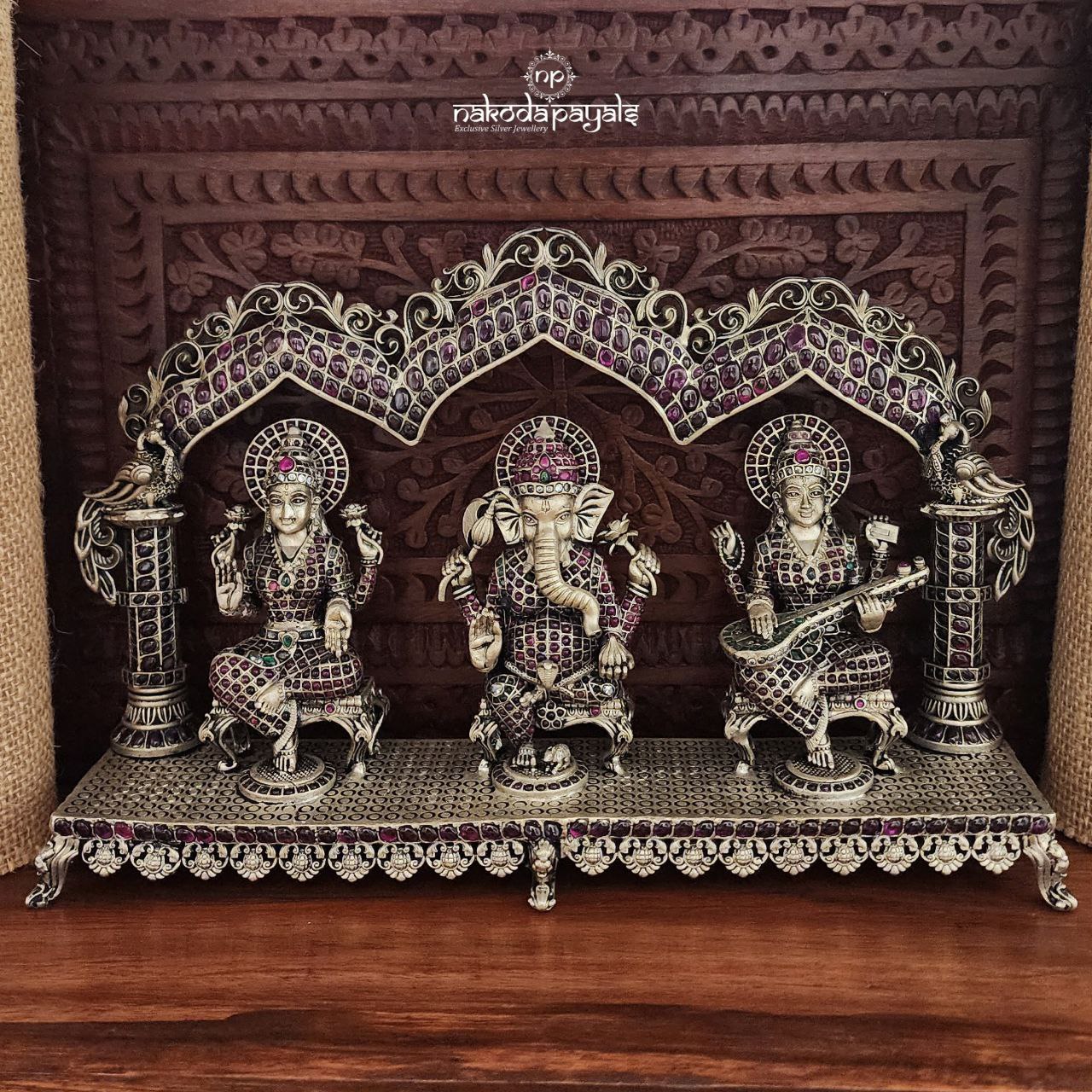 Lakshmi Ganesha Saraswati Trio Solid Idol (Aa0555)