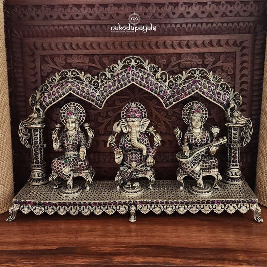 Lakshmi Ganesha Saraswati Trio Solid Idol (Aa0555)