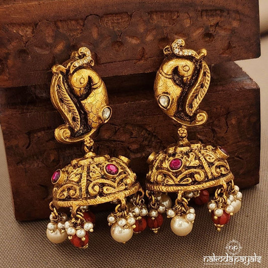 CZ Pearled Drop Jhumka (Ge10324)