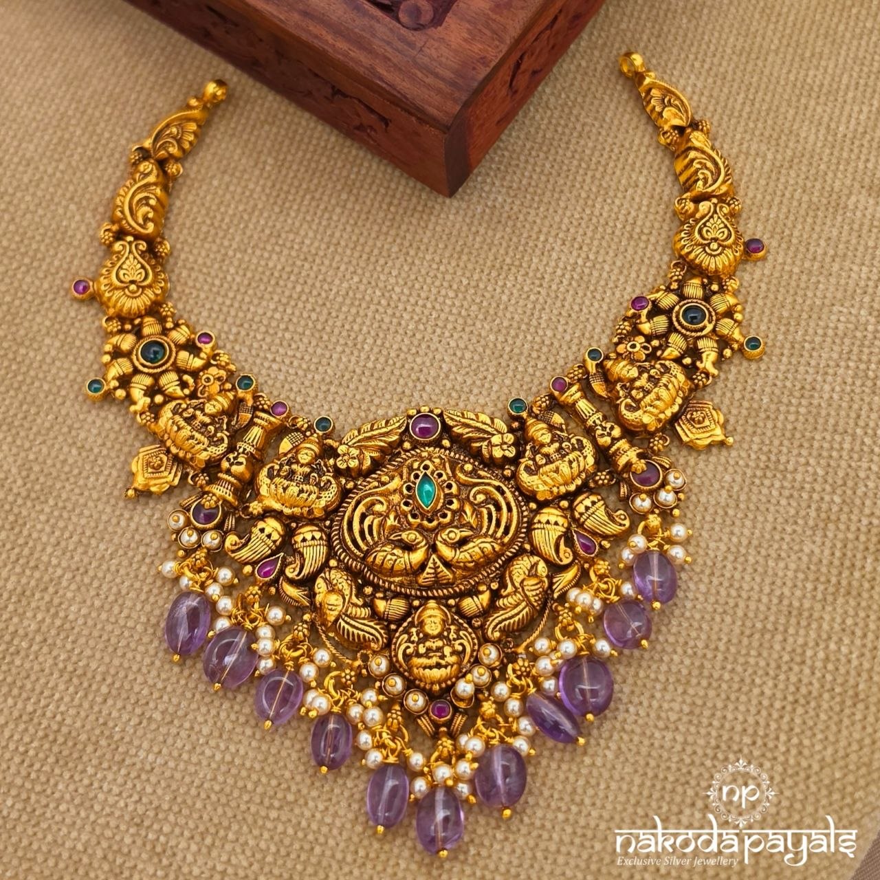 Amethyst Drop Lakshmi Neckpiece (Gn10554)
