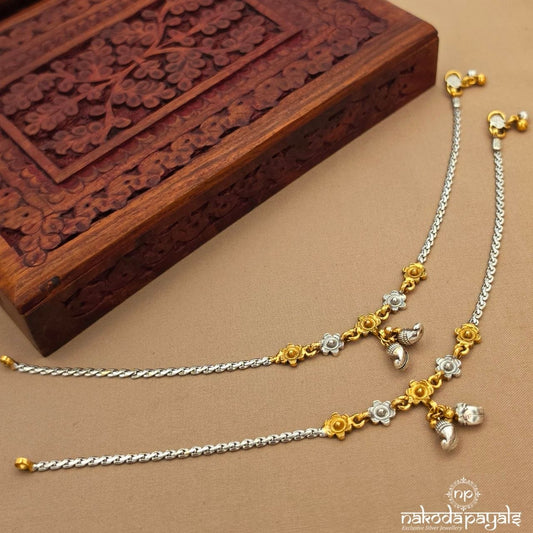 Floral Mango Dual tone Anklet (A7026)