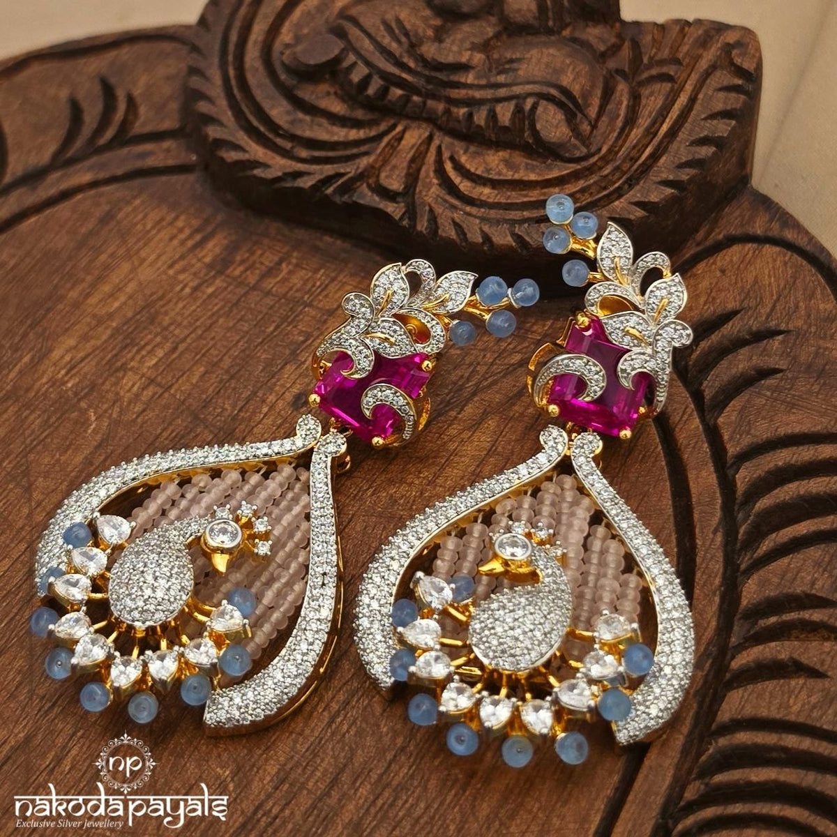 Stunning Pink Aqua Earrings (Ge11596)