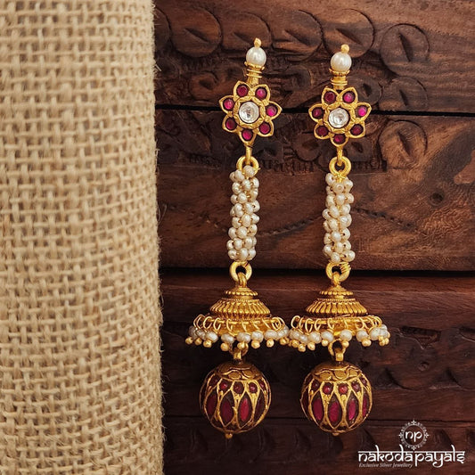 Kundan Ball Pearled Jhumka (Ge9921)