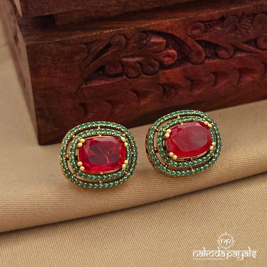 Stunning Squarish Red Studs (Ge10653)