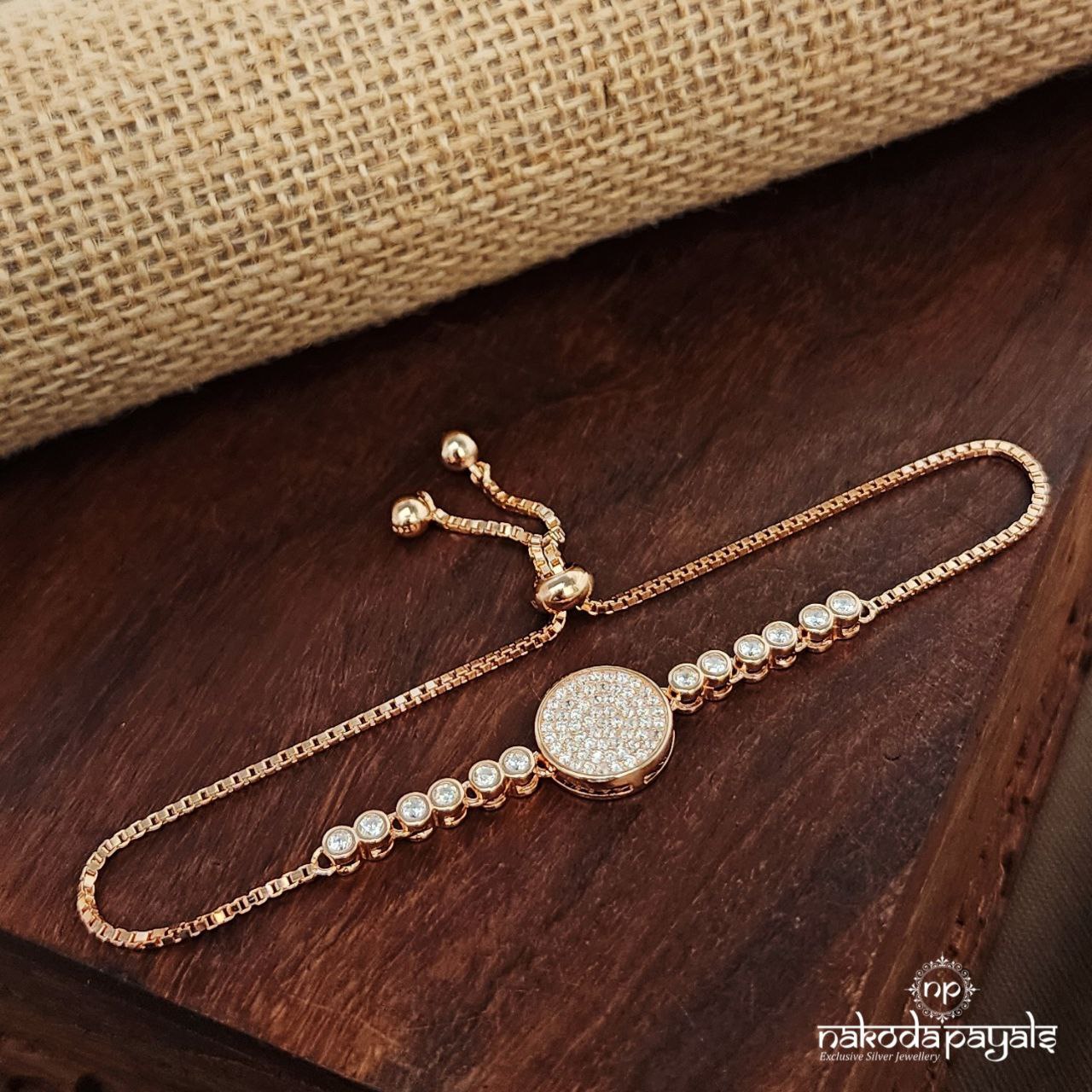 Rose Gold CZ Adjustable Bracelet (St3719)