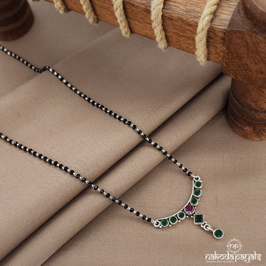 Red Dot Squarish Green Drop  Mangalsutra (Ms0574)