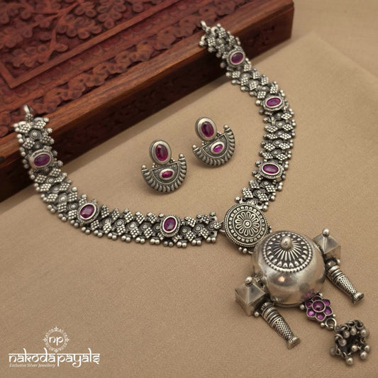 Tribal Dhol Pendant Neckpiece With Earrings (N11859)