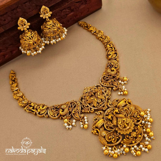 Traditional Peacock Neckpiece With Earrings (Gn10600)