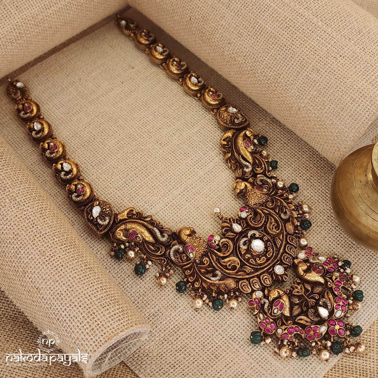 Peacock Charm Moissanite Neckpiece (Gn8412)