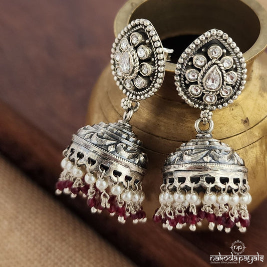 Floral White Grace Jhumka (J1170)