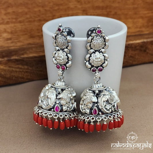 Coral Floral Lakshmi Jhumka (J1463)