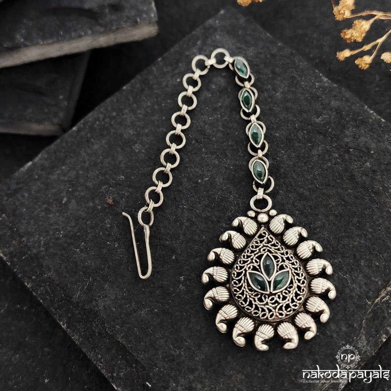 Mango Green Drop Maang Tikka (M0398)