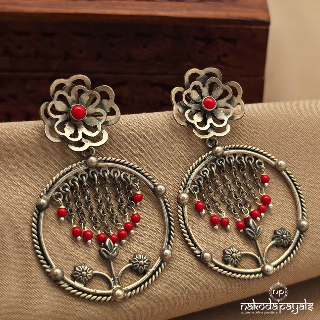 Floral Coral Chandbali (C4127)