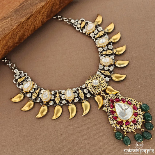 Moissanite Grace Kundan Dual Tone Neckpiece (Gn9257)