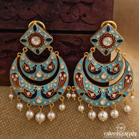 Peacock Pearl Drop Chandbali (Ge11158)