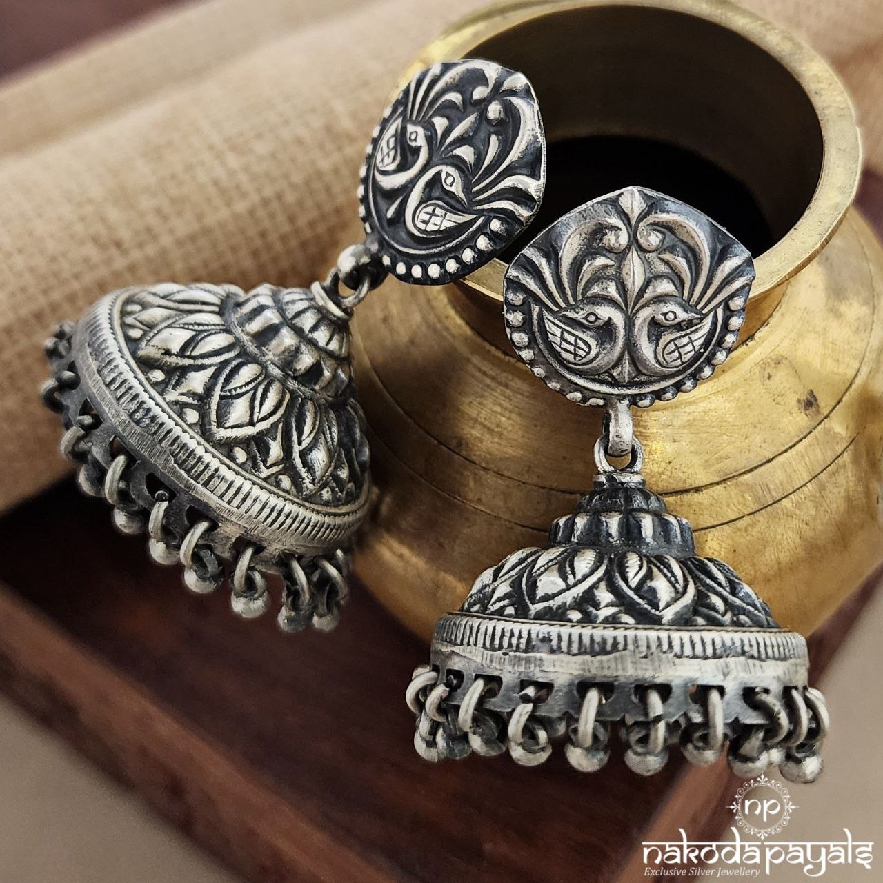 Twin Peacock Tribal Jhumka (J1154)