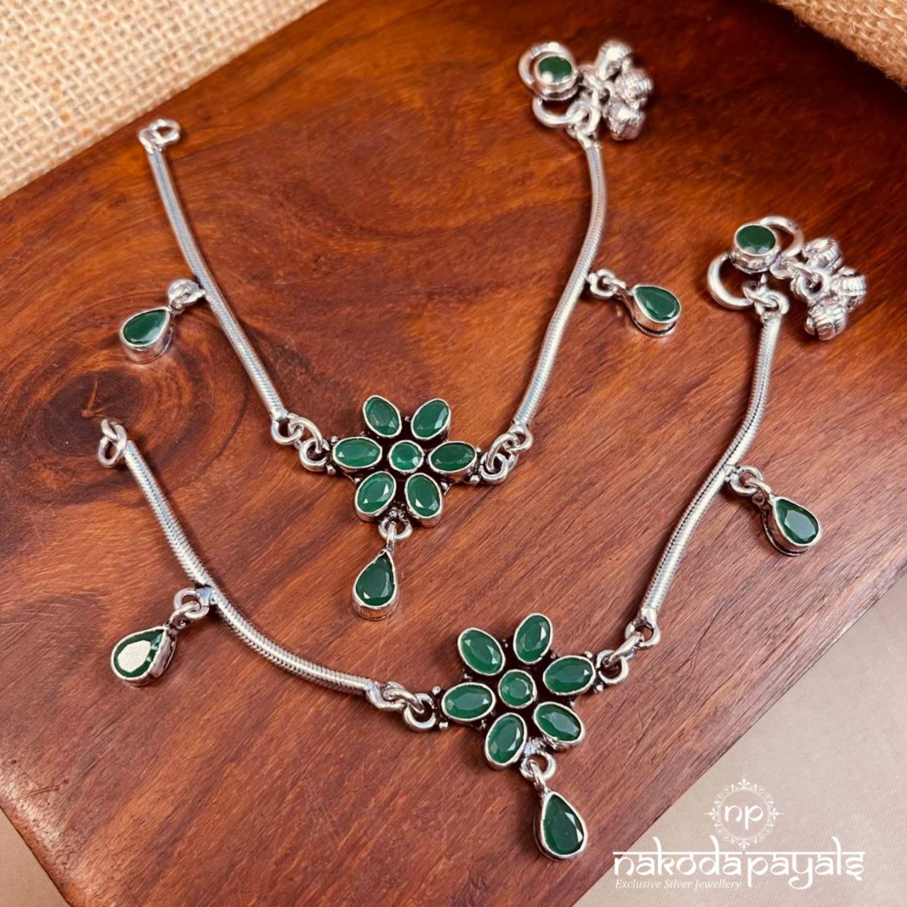 Green Flower Baby Anklets (Ka9285)