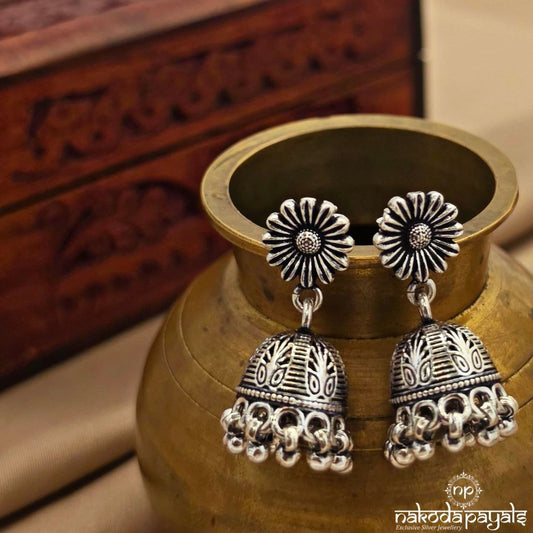 Oxidised floral Jhumka (J1736)