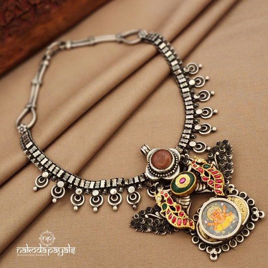 Ganesha Painted Dual Tone Neckpiece (N11513)