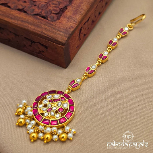 Floral Pearl Kundan Maang Tika (Gm1224)