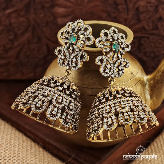 Gorgeous Green Dot CZ Earrings (Ge9606)