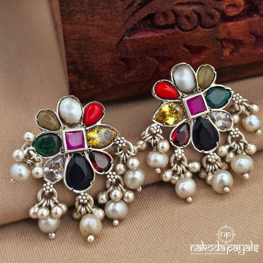Navaratna Pearl Studs (S4162)