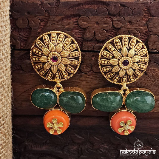 Emerald Green Coral Earrings (Ge9768)