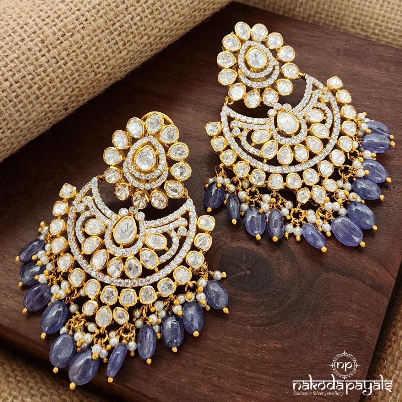 Amethyst Drop Moissanite Chandbali(Ge9402)